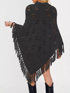 Fringe Openwork Knit Cover Up