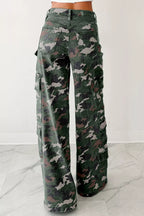 Camo Print High Waist Cargo Pants