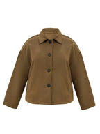 Plus Size Button-Down Cropped Outerwear