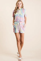 BiBi Tie Dye French Terry Casual Shorts with Twill Tape