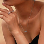 Moving Crystal Bar Necklace and Ring Jewelry Set