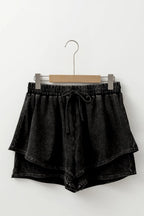 Mineral Wash French Terry High Waist Casual Shorts