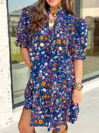Floral Print Ruffle Hem Mini Dress