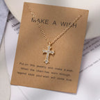 18K Gold-Plated Rhinestone Cross Necklace
