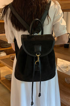 Suede Drawstring Backpack Bag