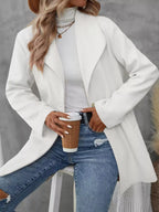 Lapel Collar Single-Button Wool Blend Overcoat
