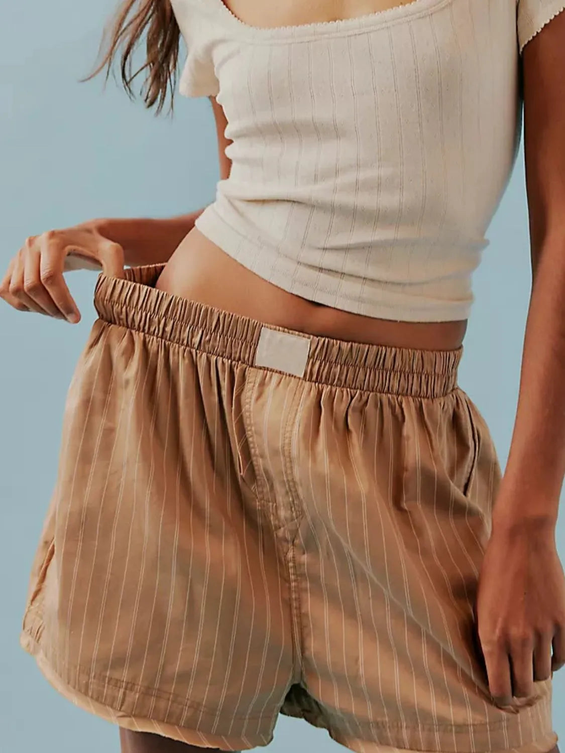 Striped Elastic Waist Shorts