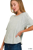 Zenana Halo Snow Washed Short Sleeve Tee and Shorts Set