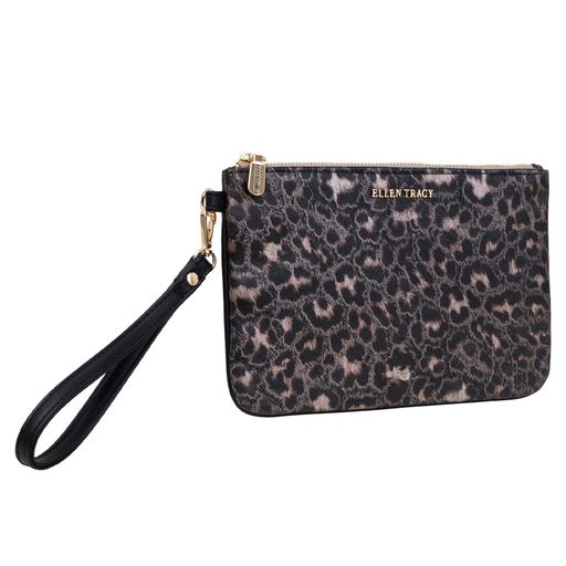Ellen Tracy Metallic Leopard Wristlet