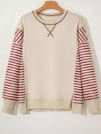 Stripe Sleeve Patchwork Casual Sweatshirt