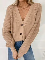Full Size Chunky Knit Button-Down Cardigan Plus Size