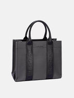 David Jones Canvas Tote Handbag with Contrast Leather Handles
