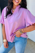 V Neck Puff Sleeve Summer Blouse