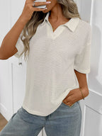 Striped Knit Short Sleeve Top