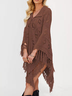 Fringe Openwork Knit Cover Up