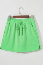 Drawstring Solid Mini Skort
