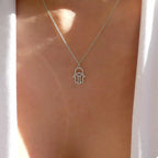 Zinc Alloy Rhinestone Evil Eye Necklace