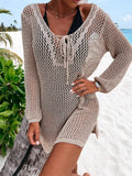 Openwork Long Sleeve Knit Cover Up