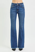 RISEN Full Size Mid Rise Bootcut Frayed Waistband Hem Detail Jeans Plus Size