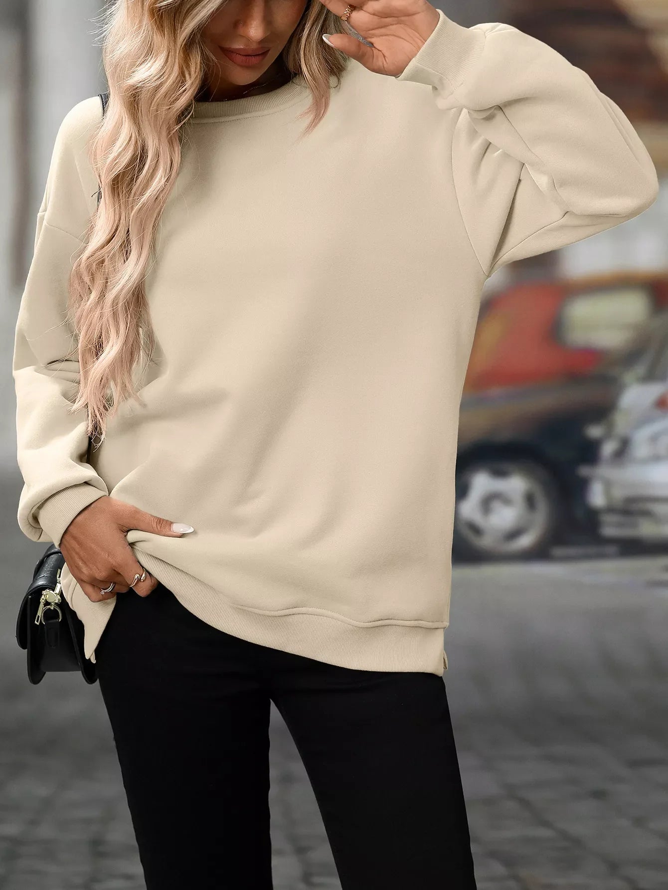 Casual Solid Color Long Sleeve Sweatshirt