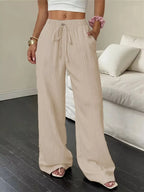 Wide Leg Pants with Drawstring