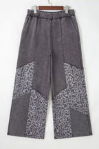 Mineral Wash Leopard Patchwork Loose Pants