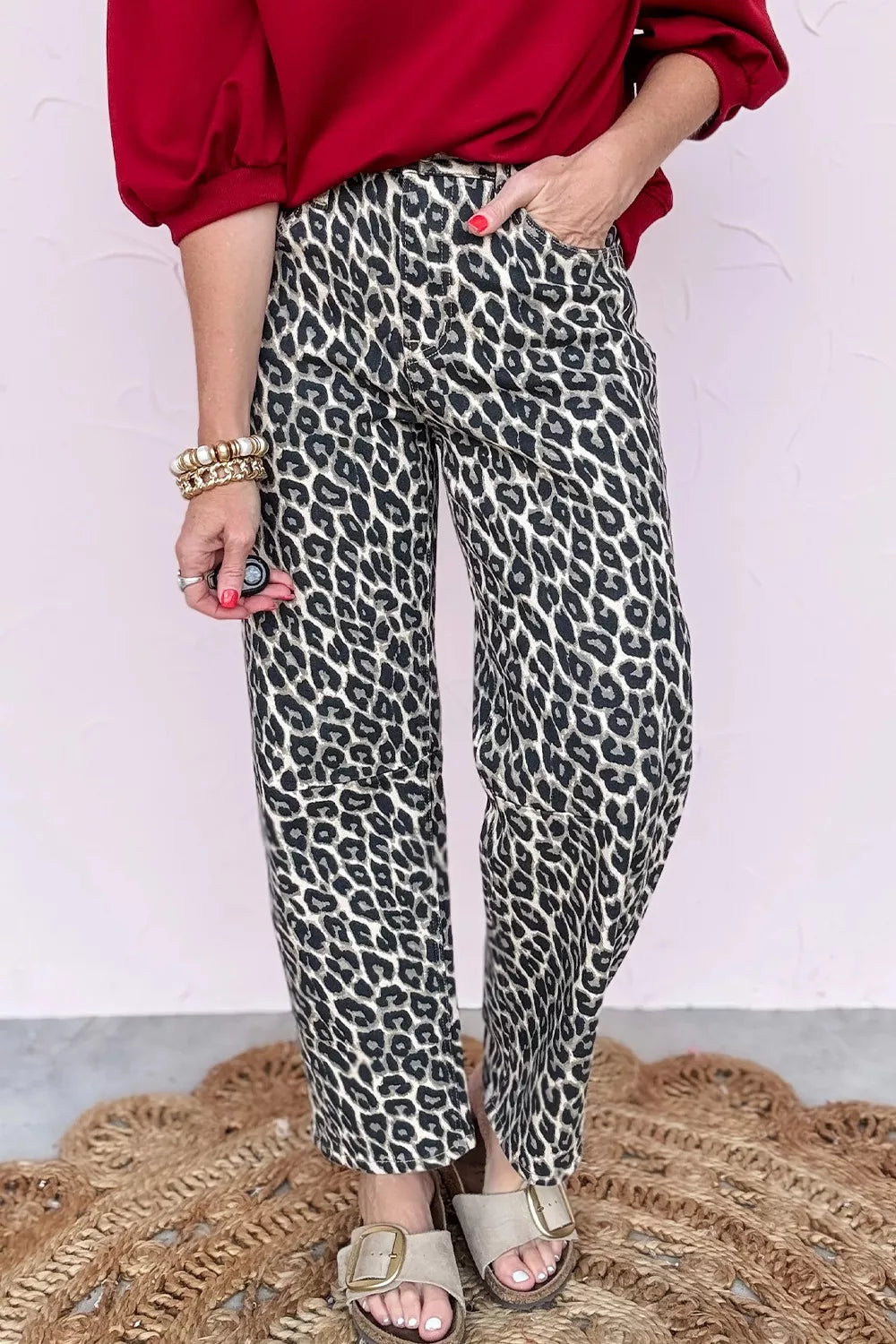 Leopard Print Relaxed Fit Jeans