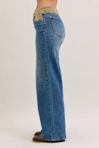 Judy Blue MR Column Straight Jeans with Corduroy Waist