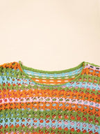 Multi Stripe Openwork Knit Cover Up