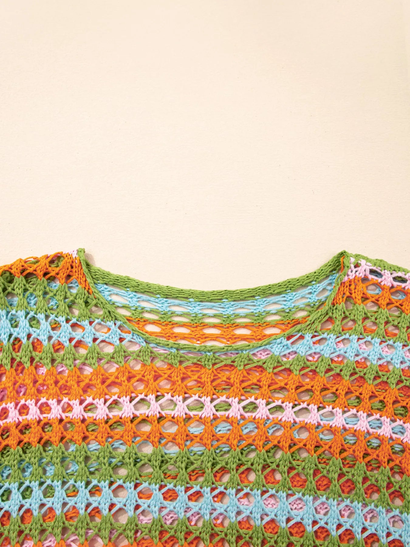 Multi Stripe Openwork Knit Cover Up