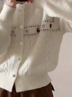 Cable Knit Button Up Cardigan