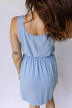 Mineral Wash Elastic Waist Tank Dress with Side Pockets