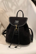 Suede Drawstring Backpack Bag