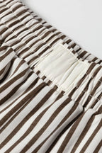 Stripe Elastic High Waist Pocketed Loose Pants