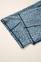 Leopard Print Exposed Seam Detail Wide Leg Drawstring Jeans