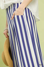 Umgee Vertical Stripe Wide Leg Pants