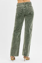 RISEN Tummy Control Mid Rise Straight Leg Corduroy Pants