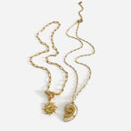 2-Piece 18K Gold-Plated Sun & Wave Pendant Necklace