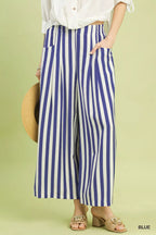 Umgee Vertical Stripe Wide Leg Pants