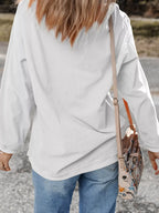Sequin Love Heart Pattern Corded Valentines Sweatshirt