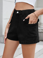 High Waist Cargo Denim Shorts