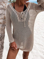 Openwork Long Sleeve Knit Cover Up