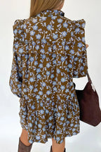 Floral Print Ruffle Trim Mini Dress