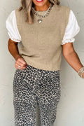 Round Neck Puff Sleeve Sweater