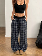 Plaid Wide Leg Pants