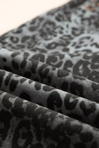 Leopard Print Button Adjustable Straps Cropped Loose Denim Overalls