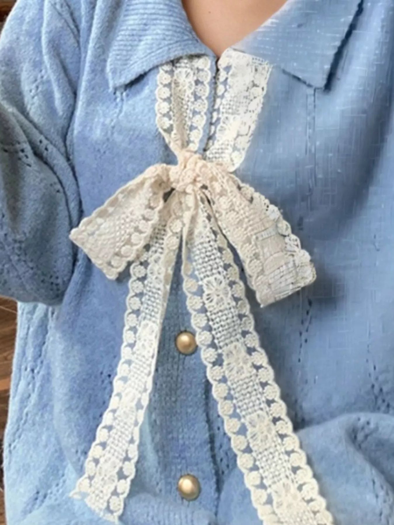 Lace Tie Button Up Cardigan