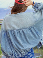 Washed Zip Up Denim Jacket