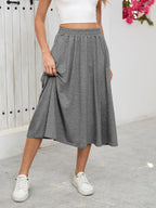 Elastic Waist Skirt With Pockets