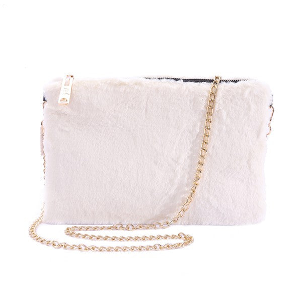 Faux Fur Clutch Shoulder Bag